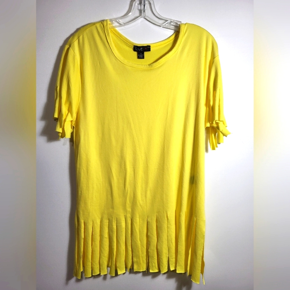 LOVE bright yellow slashed hem tunic women's 1X  #2126